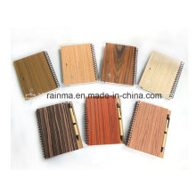 Cuaderno de madera de Eco Spiral con diverso color de madera de la naturaleza